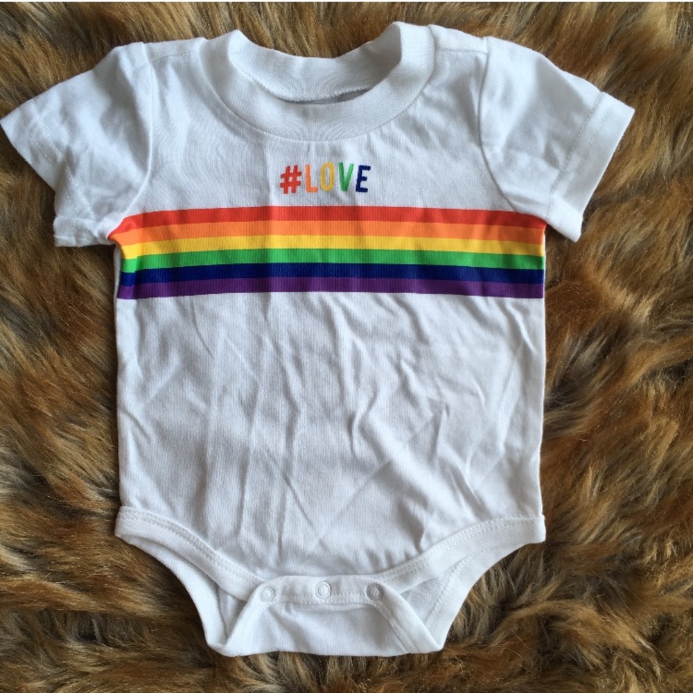 Newborn LOVE rainbow onesie